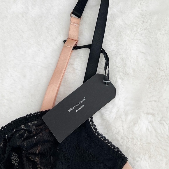 NWT Soma Tell Tale Lace Bodysuit Lingerie Black/Tan - Picture 5 of 5